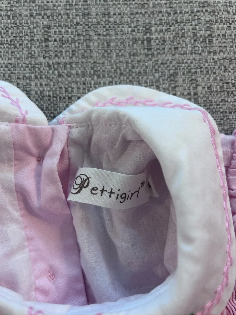 Pettigirl Smocked Pink Baby Dress with Peter Pan Collar. Size 2